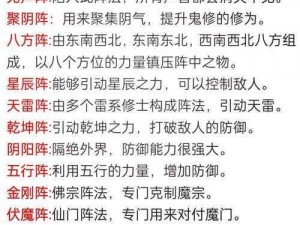 桃源仙境奥秘解析：五大震撼阵法之秘与阵法克制详解