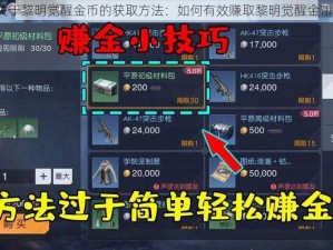 关于黎明觉醒金币的获取方法：如何有效赚取黎明觉醒金币？