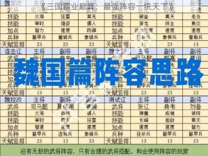 《三国霸业巅峰：最强阵容一统天下》