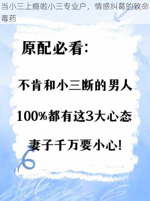 当小三上瘾啦小三专业户，情感纠葛的致命毒药