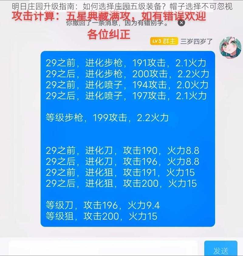 明日庄园升级指南：如何选择庄园五级装备？帽子选择不可忽视