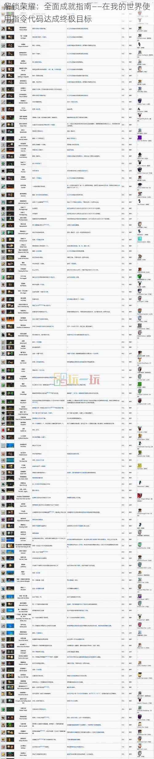 解锁荣耀：全面成就指南——在我的世界使用指令代码达成终极目标