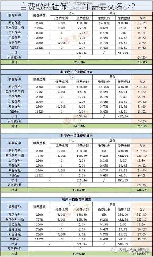 自费缴纳社保，一年需要交多少？