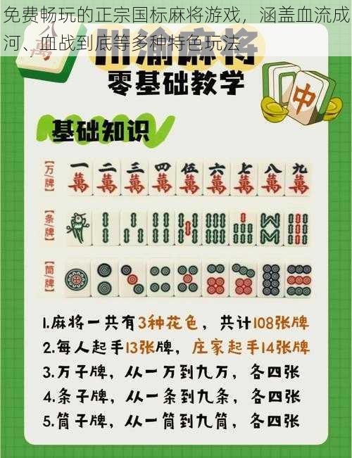 免费畅玩的正宗国标麻将游戏，涵盖血流成河、血战到底等多种特色玩法