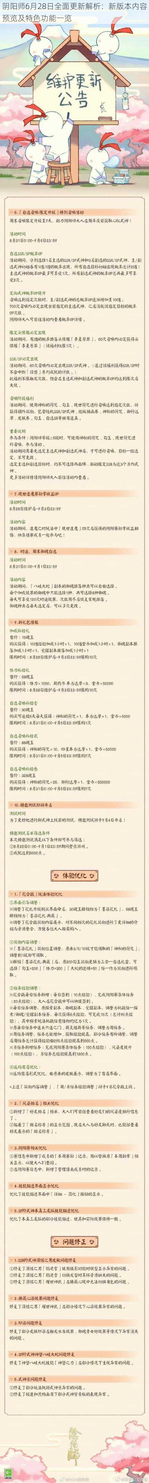 阴阳师6月28日全面更新解析：新版本内容预览及特色功能一览