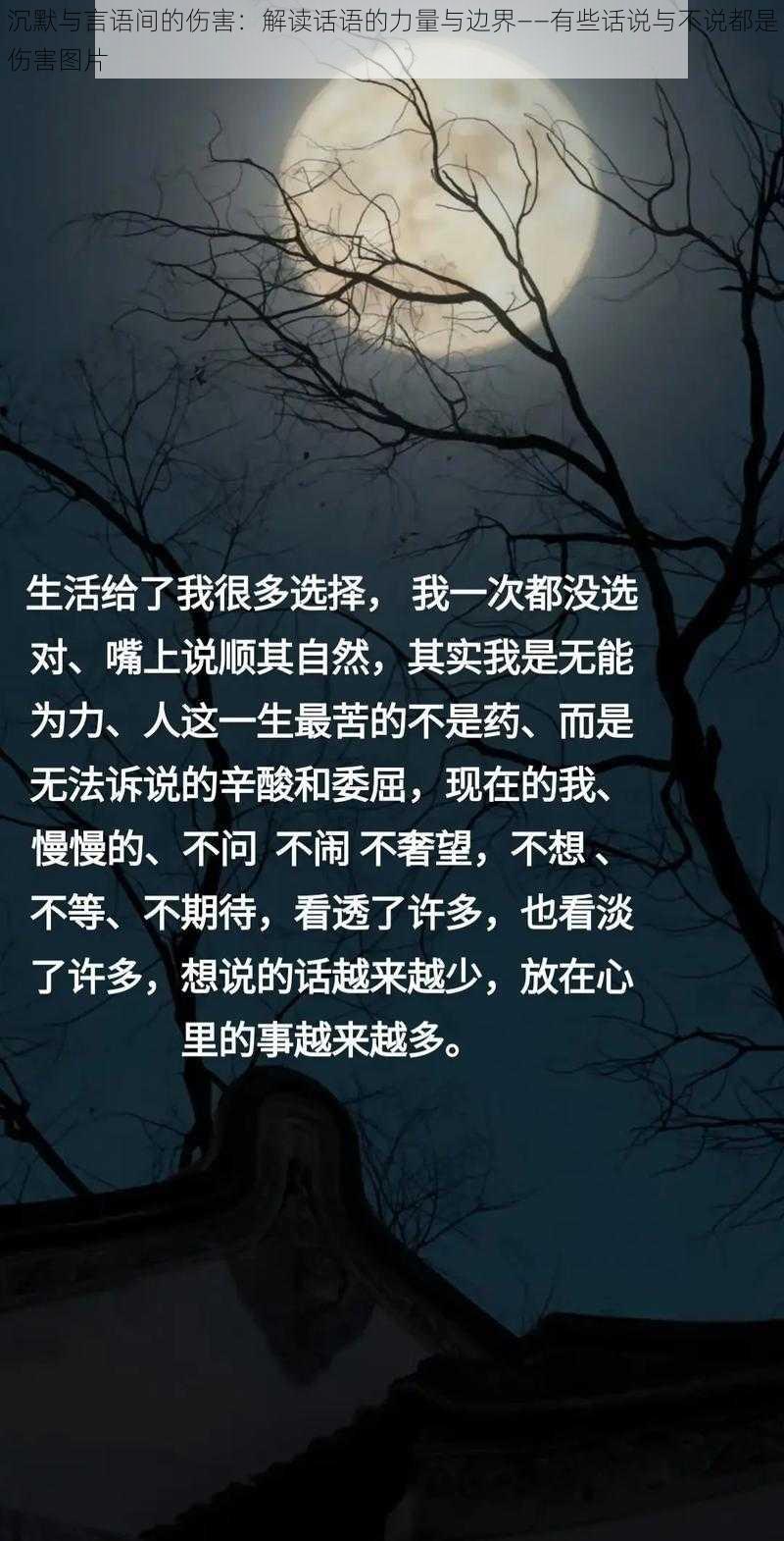 沉默与言语间的伤害：解读话语的力量与边界——有些话说与不说都是伤害图片