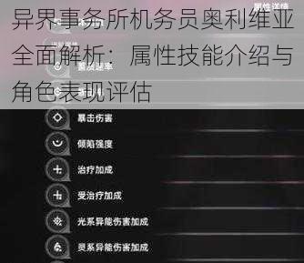 异界事务所机务员奥利维亚全面解析：属性技能介绍与角色表现评估