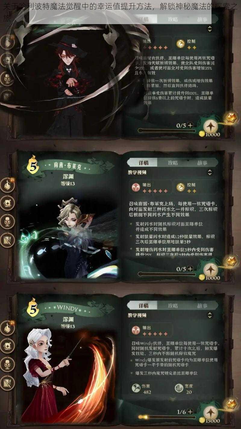 关于哈利波特魔法觉醒中的幸运值提升方法，解锁神秘魔法的探索之旅