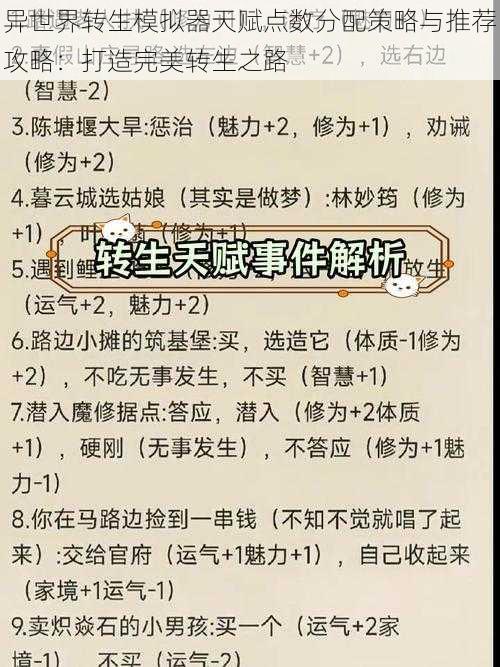 异世界转生模拟器天赋点数分配策略与推荐攻略：打造完美转生之路