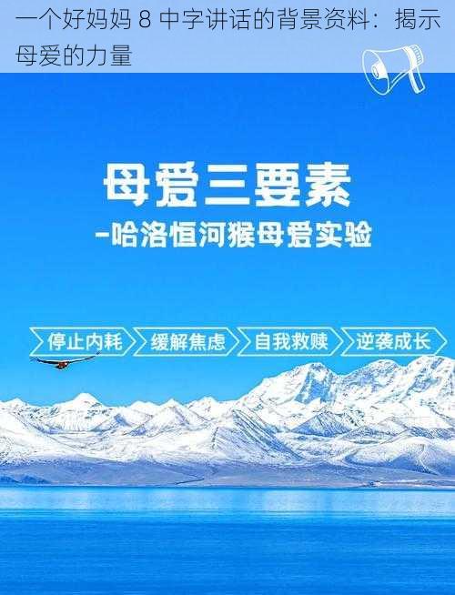 一个好妈妈 8 中字讲话的背景资料：揭示母爱的力量