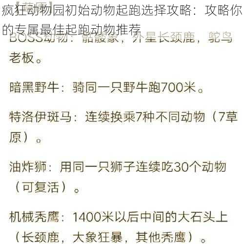 疯狂动物园初始动物起跑选择攻略：攻略你的专属最佳起跑动物推荐