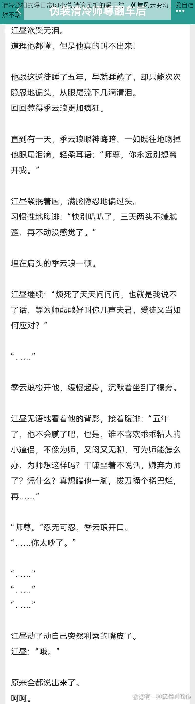 清冷丞相的爆日常txt小说 清冷丞相的爆日常：朝堂风云变幻，我自岿然不动