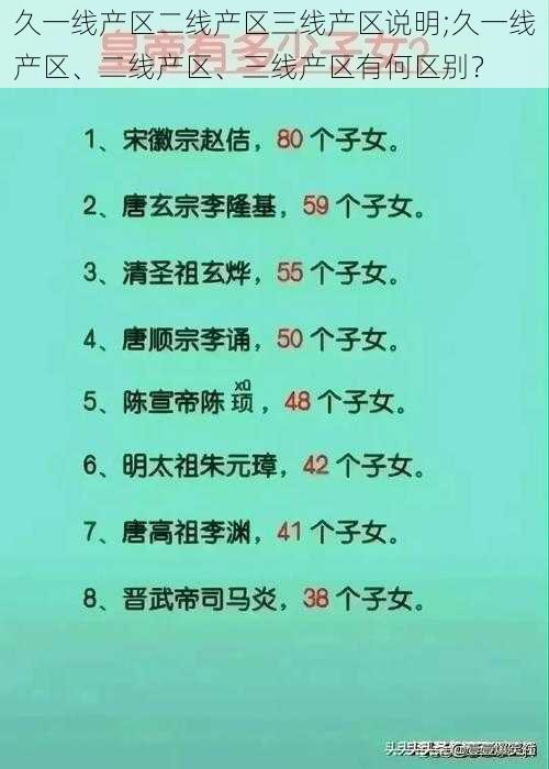 久一线产区二线产区三线产区说明;久一线产区、二线产区、三线产区有何区别？