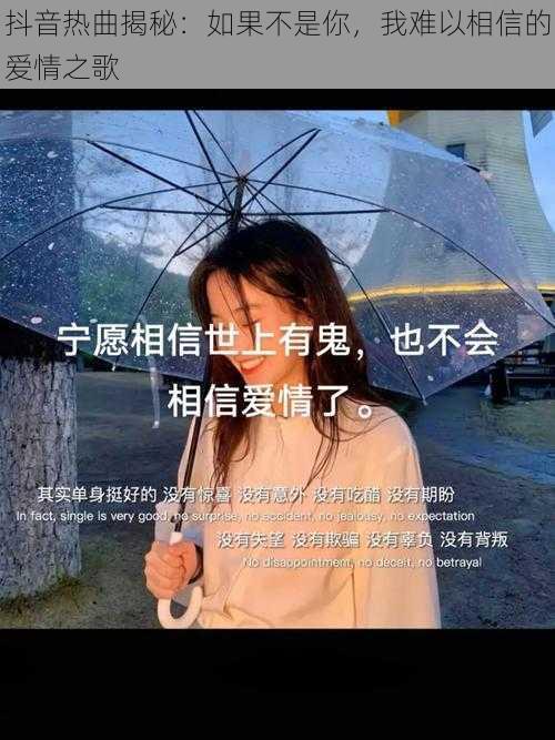 抖音热曲揭秘：如果不是你，我难以相信的爱情之歌