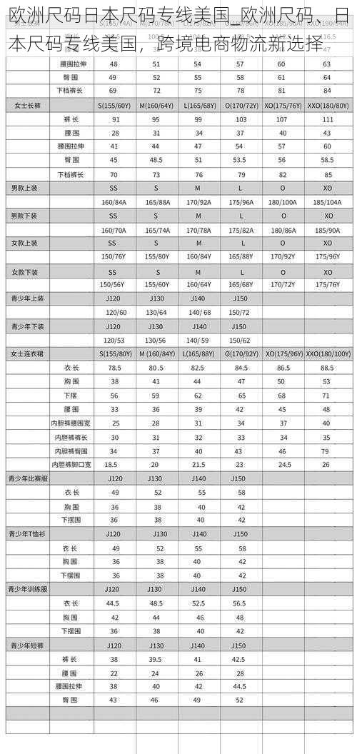 欧洲尺码日本尺码专线美国_欧洲尺码、日本尺码专线美国，跨境电商物流新选择