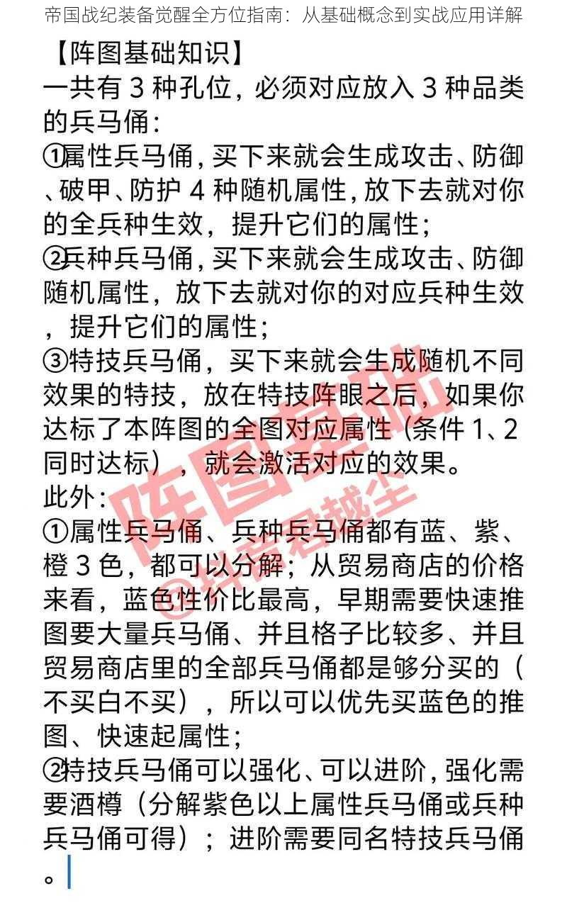 帝国战纪装备觉醒全方位指南：从基础概念到实战应用详解