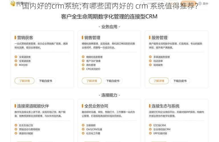 国内好的crm系统;有哪些国内好的 crm 系统值得推荐？