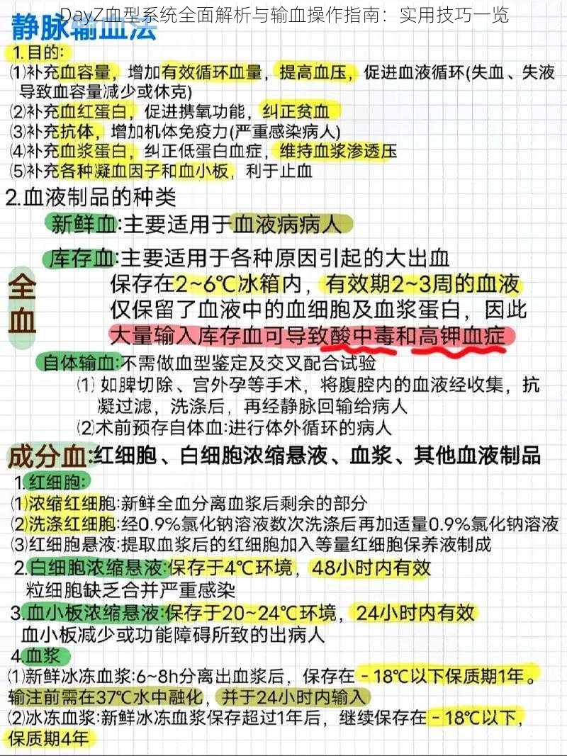 DayZ血型系统全面解析与输血操作指南：实用技巧一览