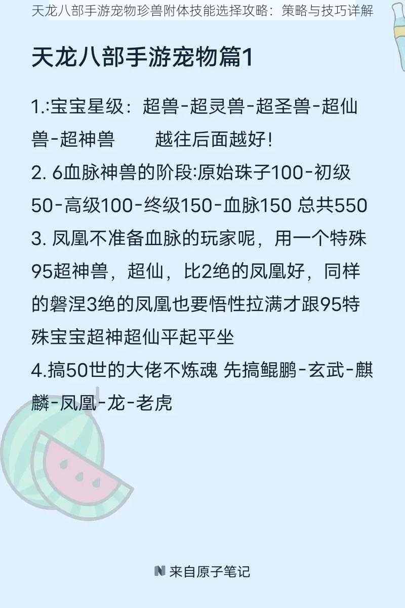 天龙八部手游宠物珍兽附体技能选择攻略：策略与技巧详解