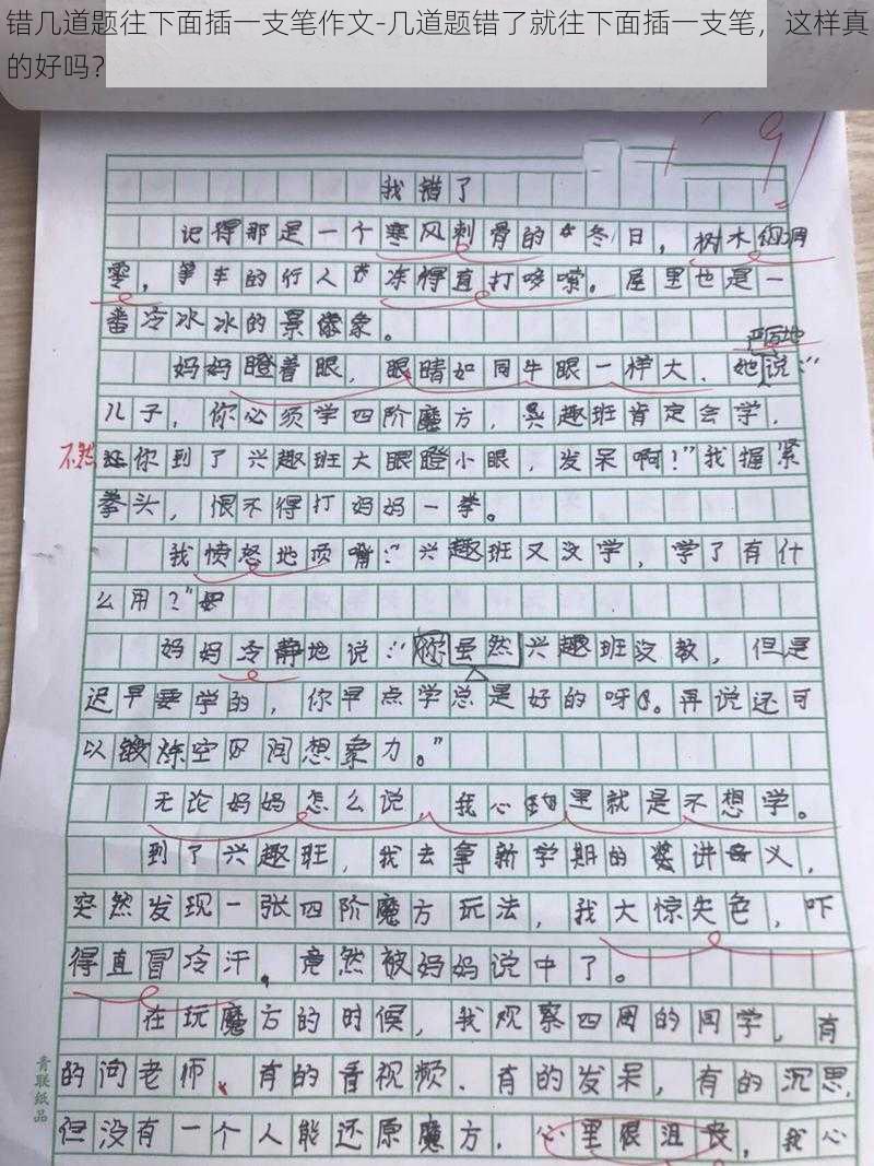 错几道题往下面插一支笔作文-几道题错了就往下面插一支笔，这样真的好吗？