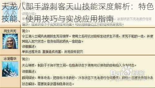 天龙八部手游刺客天山技能深度解析：特色技能、使用技巧与实战应用指南