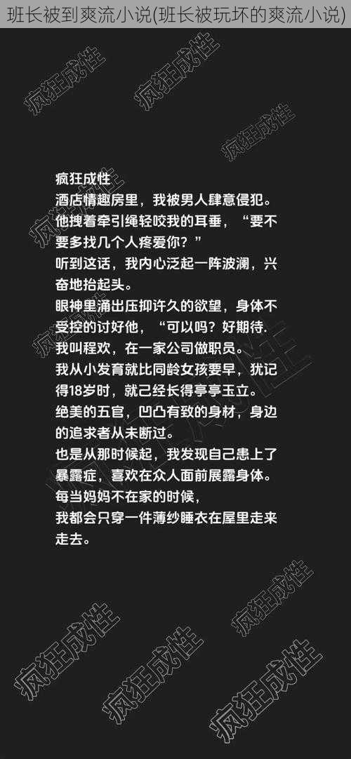 班长被到爽流小说(班长被玩坏的爽流小说)