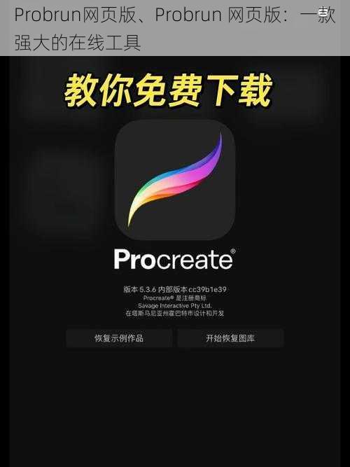 Probrun网页版、Probrun 网页版：一款强大的在线工具