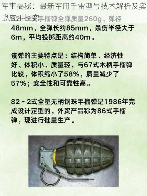 军事揭秘：最新军用手雷型号技术解析及实战应用探究