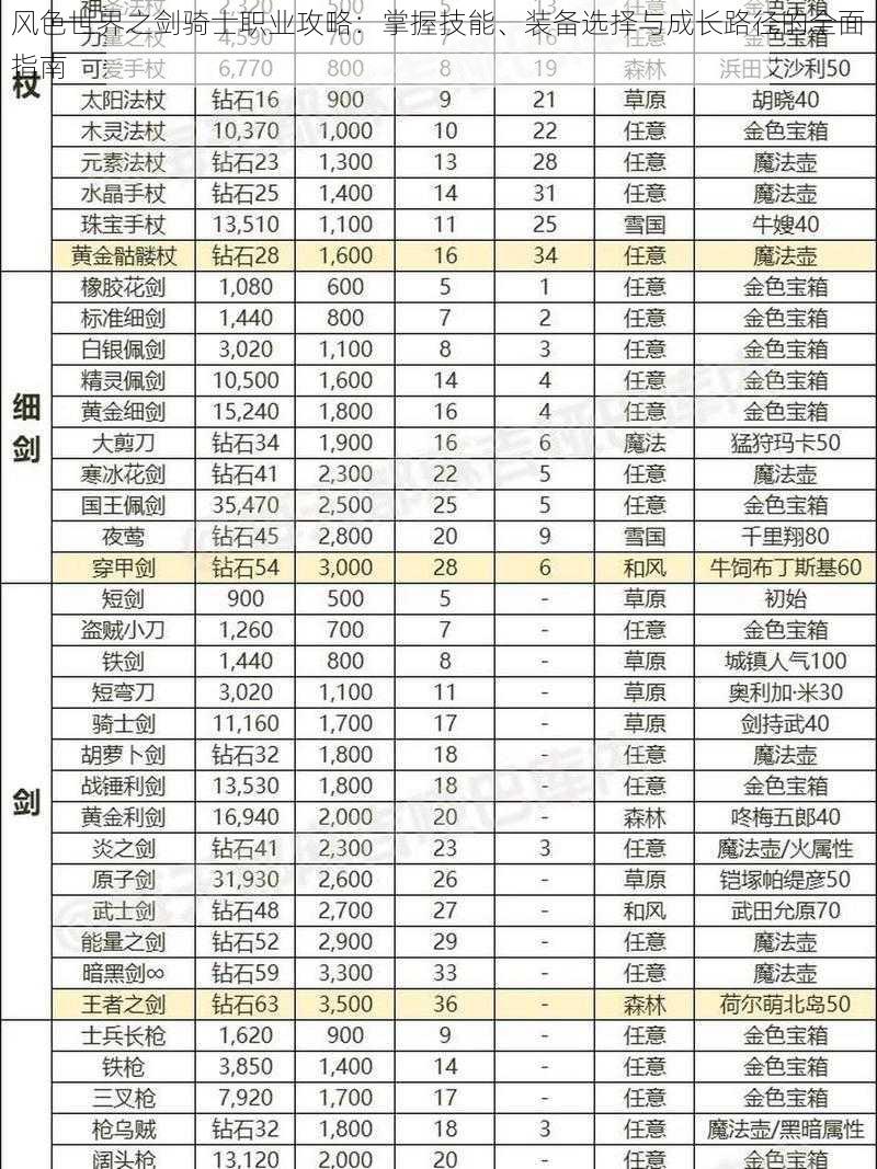 风色世界之剑骑士职业攻略：掌握技能、装备选择与成长路径的全面指南