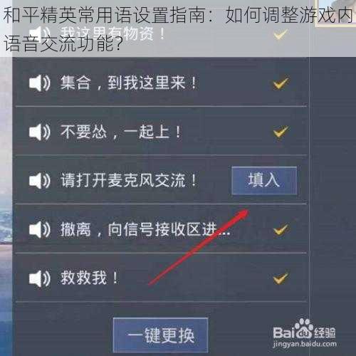 和平精英常用语设置指南：如何调整游戏内语音交流功能？