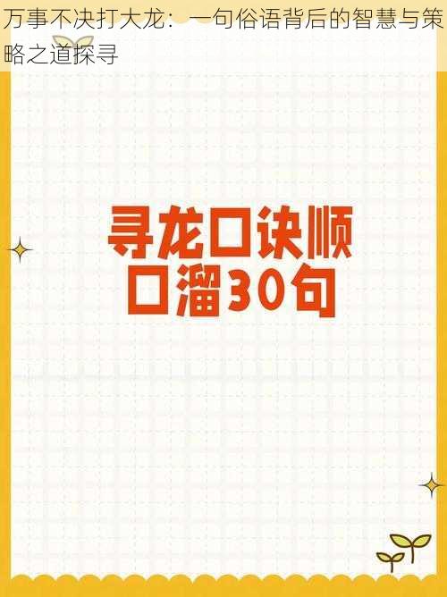 万事不决打大龙：一句俗语背后的智慧与策略之道探寻